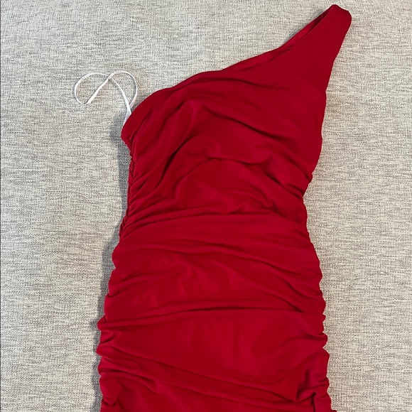 Lulu's Red One-Shoulder Dress - Picture 1 of 5